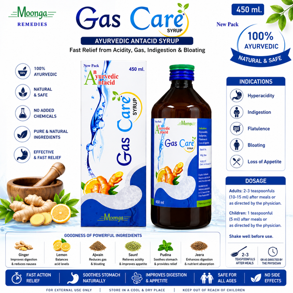 Gas Care Syrup – Ayurvedic Antacid for Gastric Relief & Digestion(200ml – 450ml)