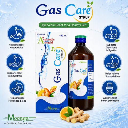 Gas Care Syrup – Ayurvedic Antacid for Gas, Bloating & Acidity (200ml & 450ml)