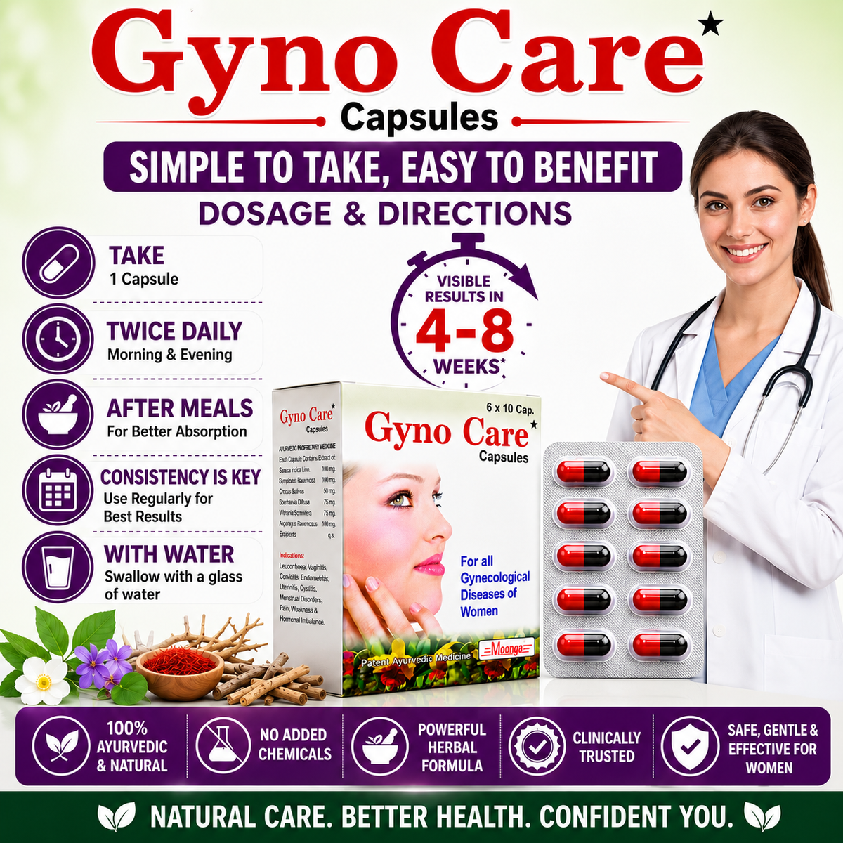 Gyno Care Capsules – Ayurvedic Support for Women's Reproductive Health (60 Capsules)