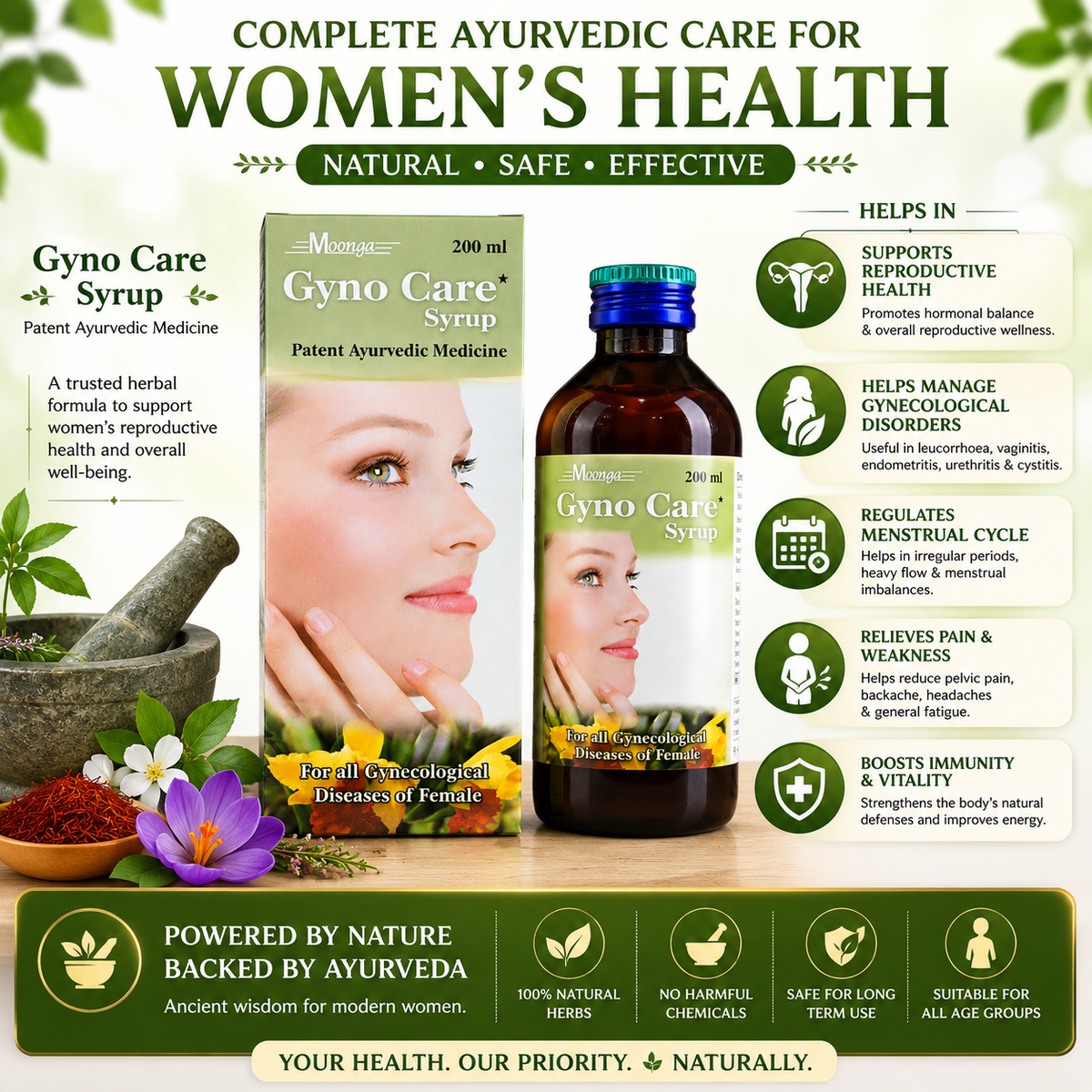 Gyno Care Syrup – Ayurvedic Tonic for Women's Reproductive Health (200ml & 450ml)