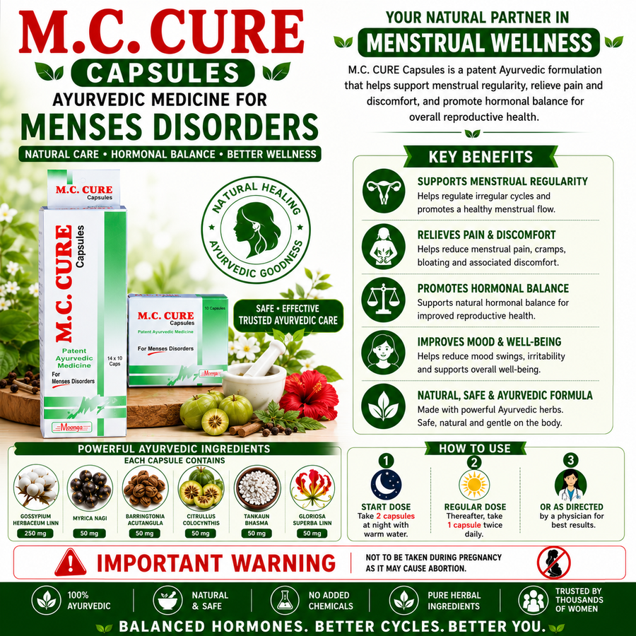 M.C. CURE Capsules – Ayurvedic Support for Menstrual & Hormonal Health (10 Capsules)