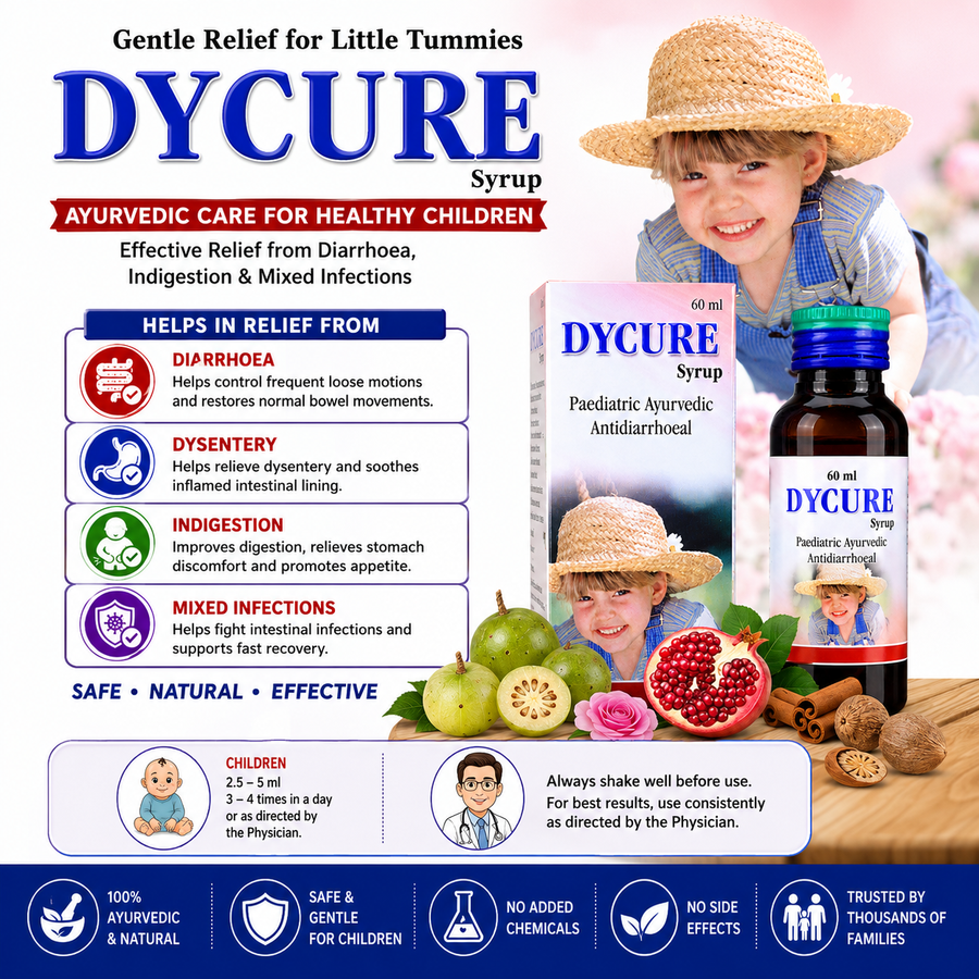 Dycure Syrup – Ayurvedic Antidiarrhoeal for Children (60ml)