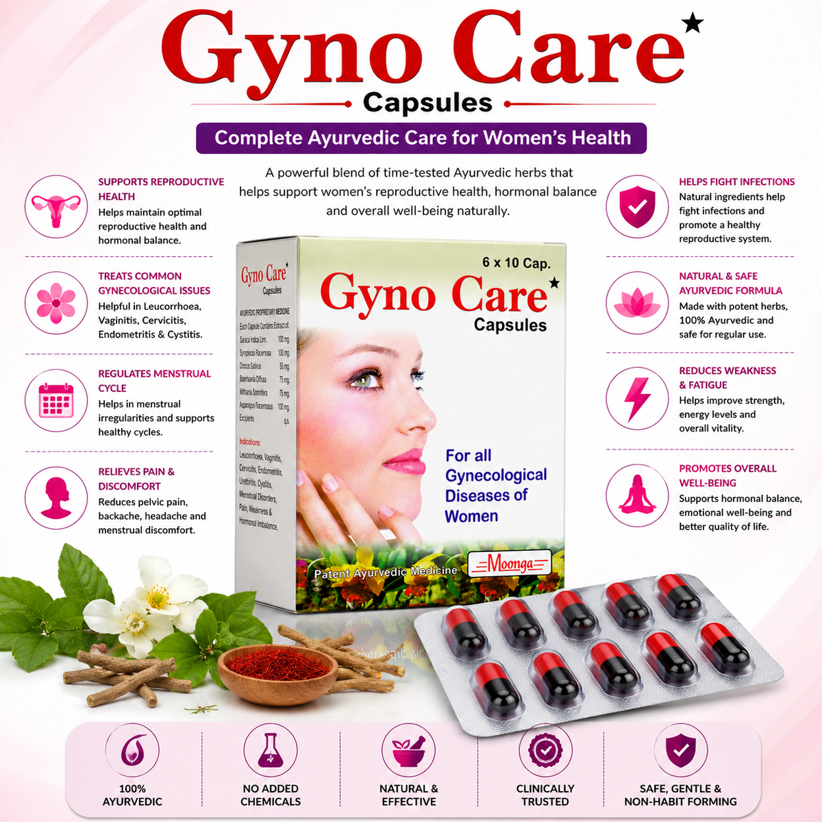 Gyno Care Capsules – Ayurvedic Support for Women's Reproductive Health (60 Capsules)