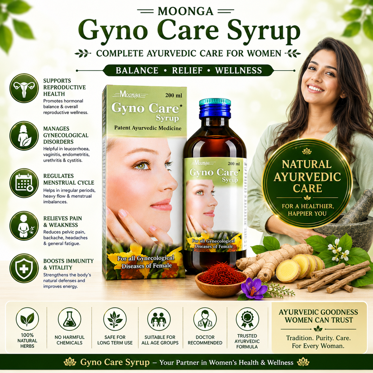 Gyno Care Syrup – Ayurvedic Tonic for Women's Reproductive Health (200ml & 450ml)