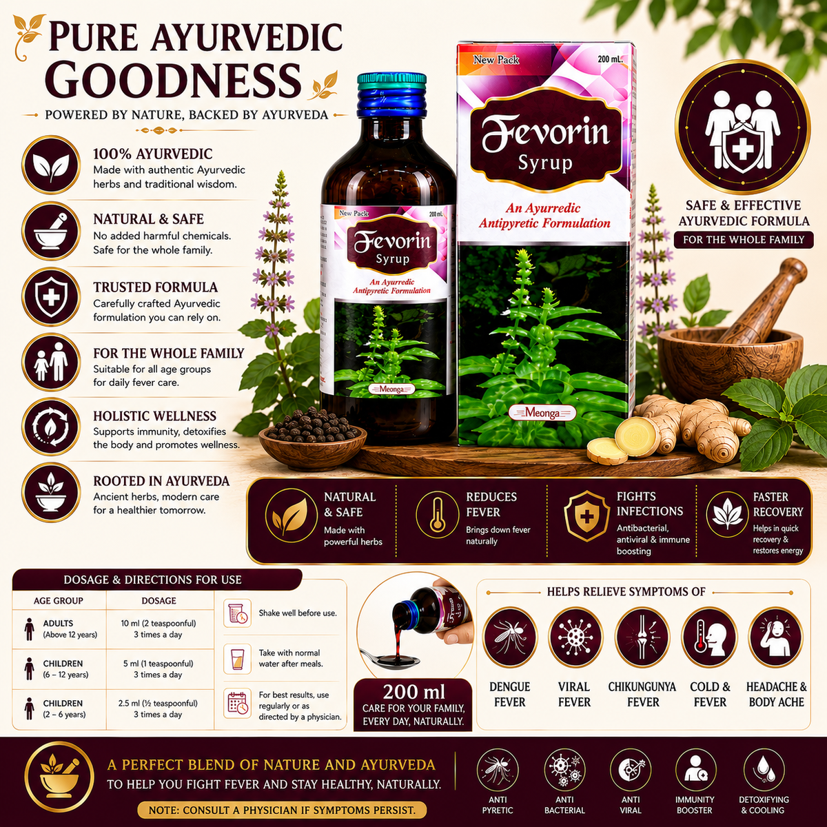 FEVORIN Syrup – Ayurvedic Fever & Immunity Support (100ml & 200ml)