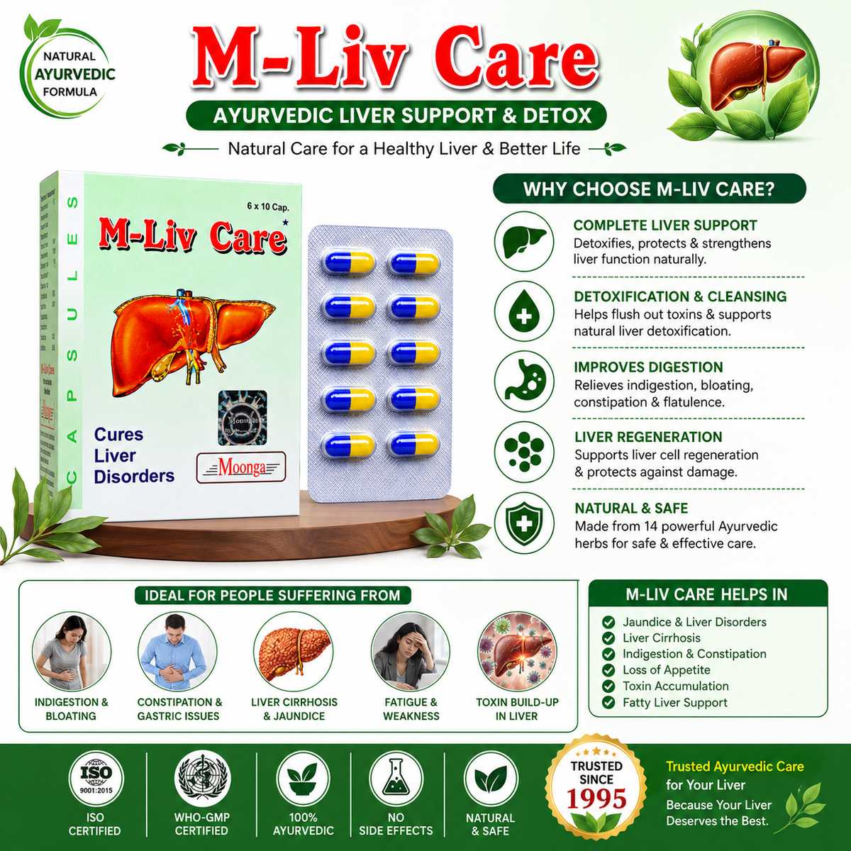 M-Liv Care Capsules – Ayurvedic Liver Support & Detox (60 Capsules)