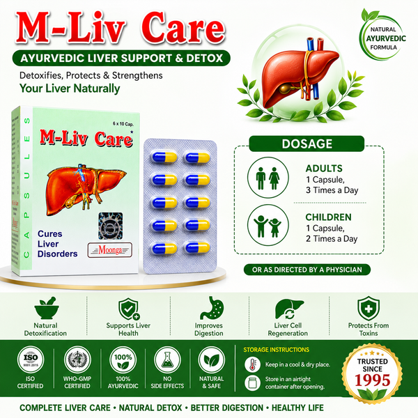 M-Liv Care Capsules – Ayurvedic Liver Support & Detox (6 x 10 Capsules)