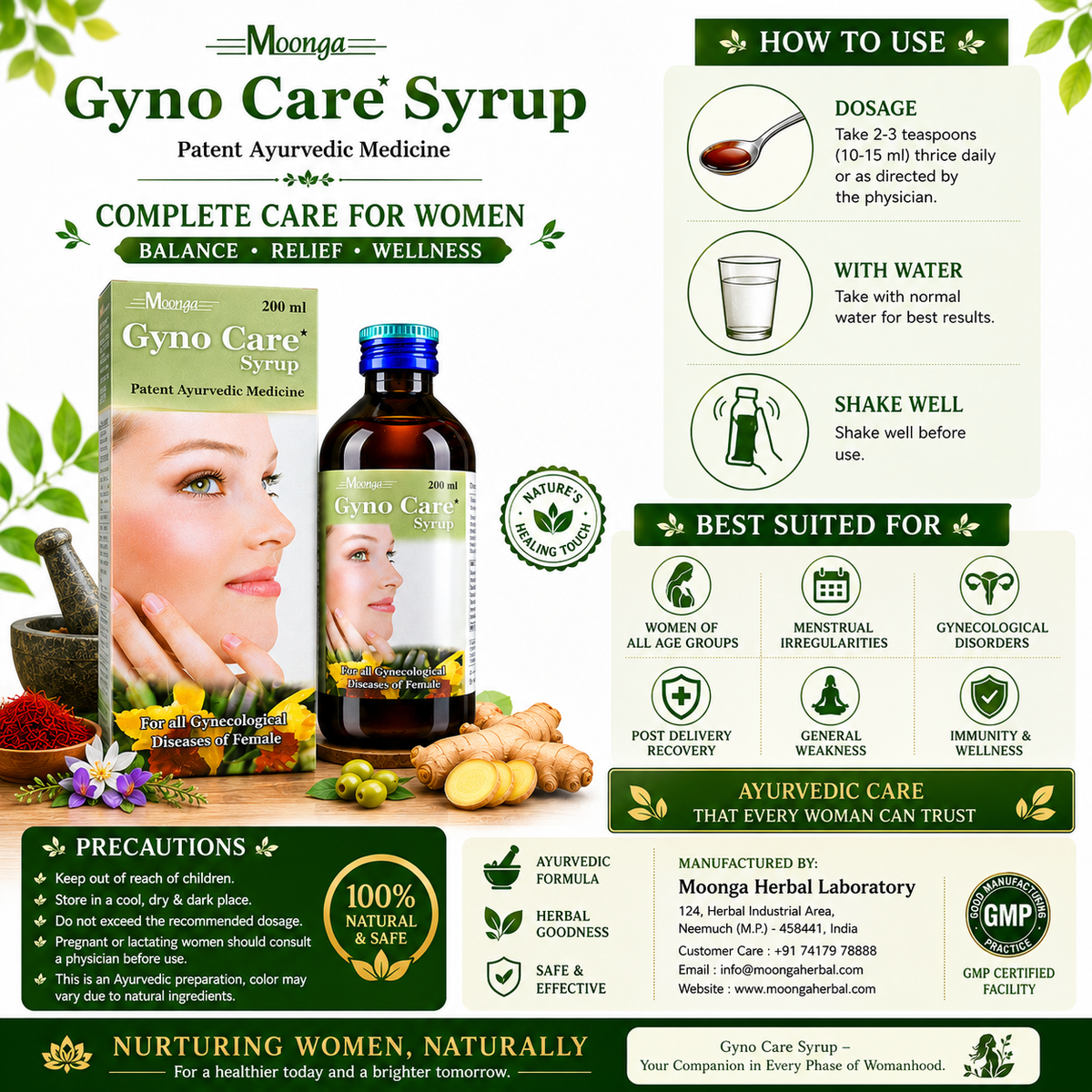 Gyno Care Syrup – Ayurvedic Tonic for Women's Reproductive Health (200ml & 450ml)