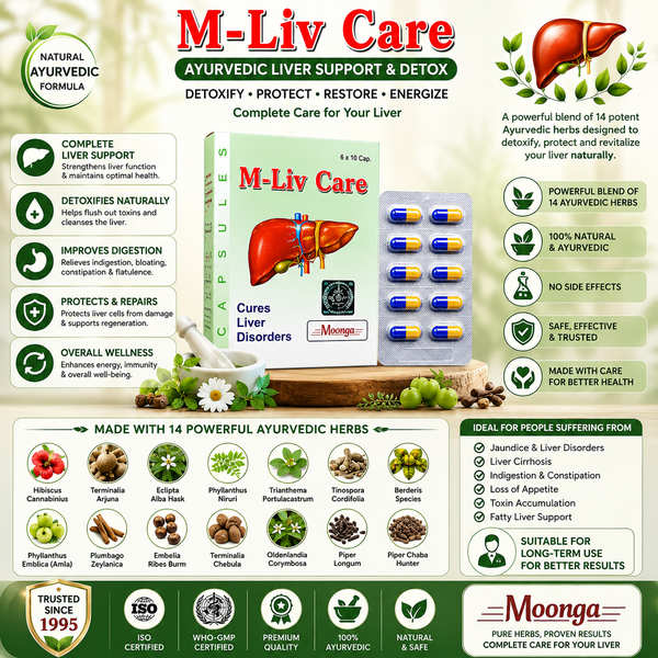 M-Liv Care Capsules – Ayurvedic Liver Support & Detox (6 x 10 Capsules)