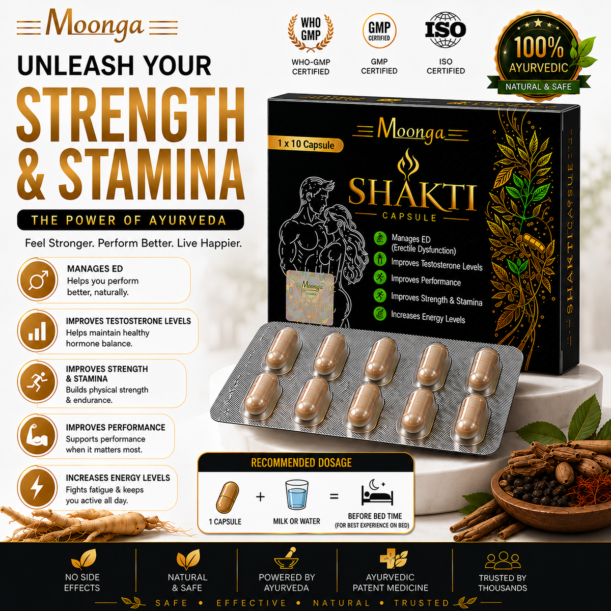 Moonga Shakti Capsule – Ayurvedic Support for Erectile Dysfunction & Male Stamina (10 Capsules)