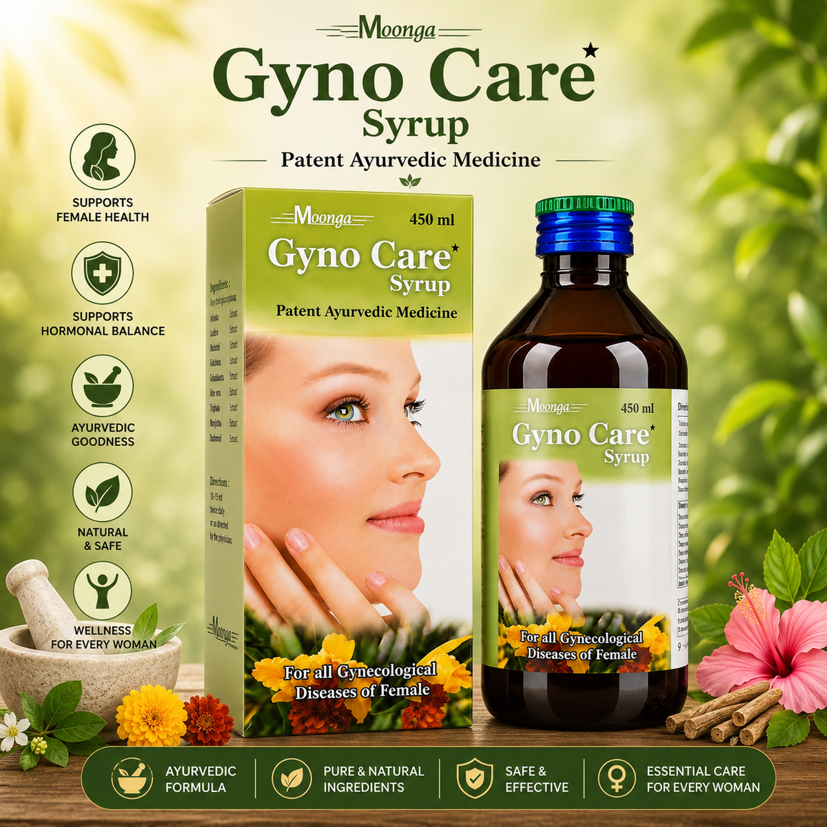 Gyno Care Syrup – Ayurvedic Tonic for Women's Reproductive Health (200ml & 450ml)