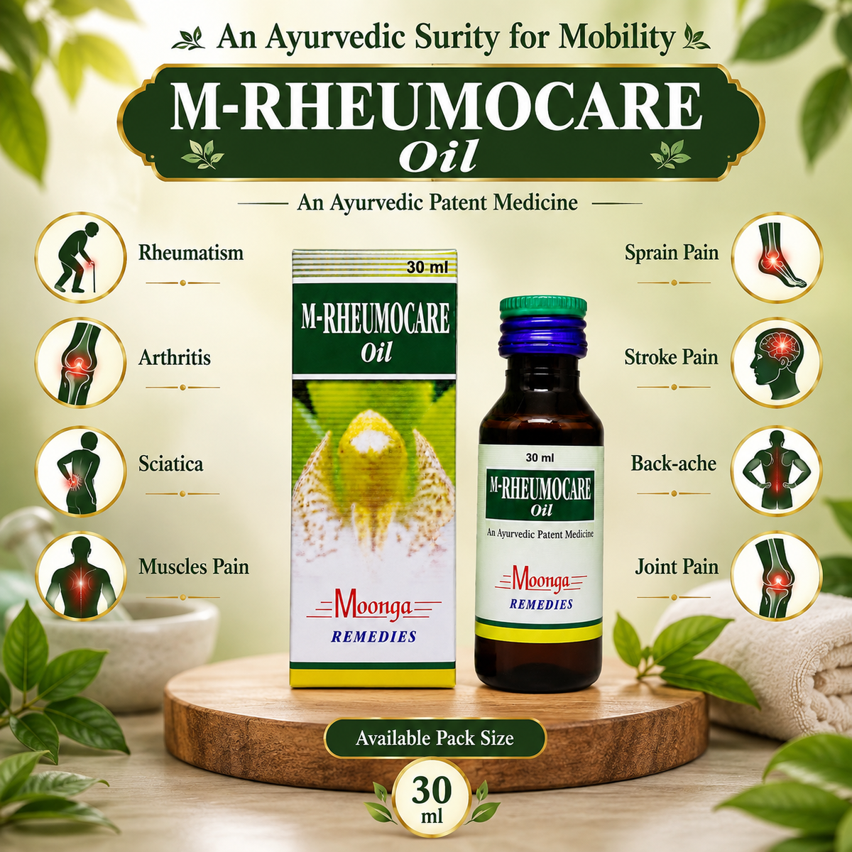 M-RHEUMOCARE Oil – Ayurvedic Joint & Muscle Pain Relief Oil (30ml, 60ml & 100ml)