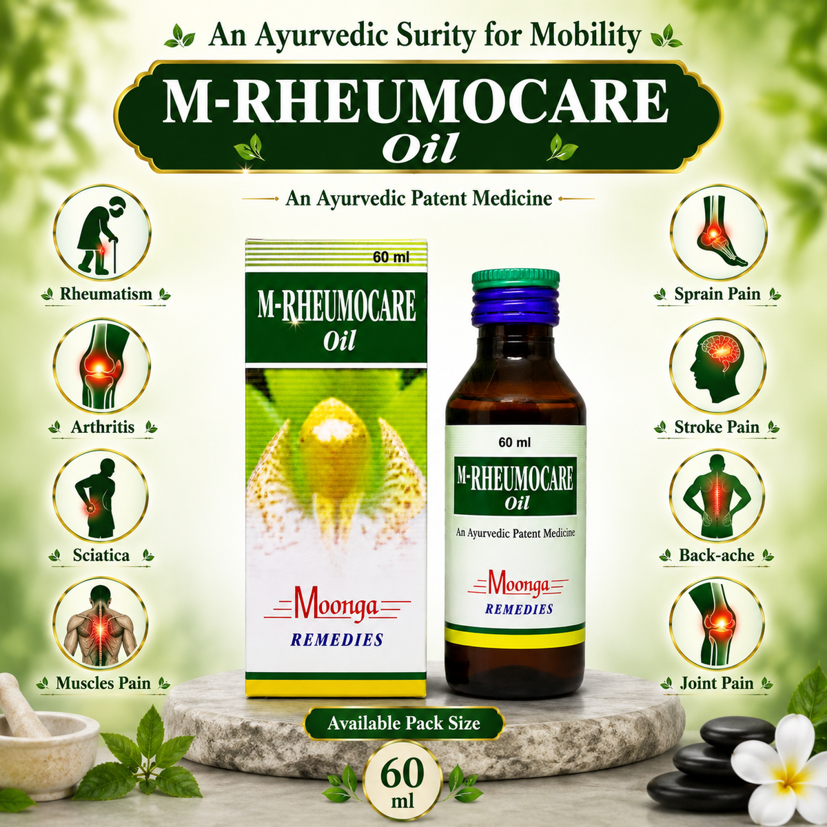 M-RHEUMOCARE Oil – Ayurvedic Joint & Muscle Pain Relief Oil (30ml, 60ml & 100ml)