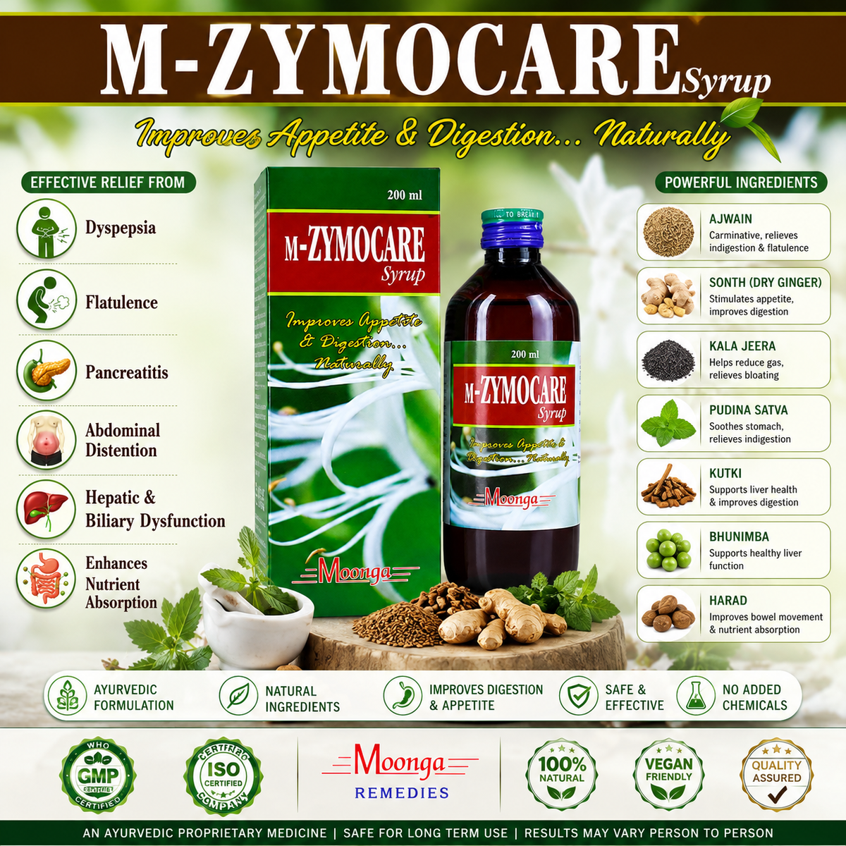 M-ZYMOCARE Syrup – Ayurvedic Digestive Tonic for Appetite & Enzyme Balance (200ml)