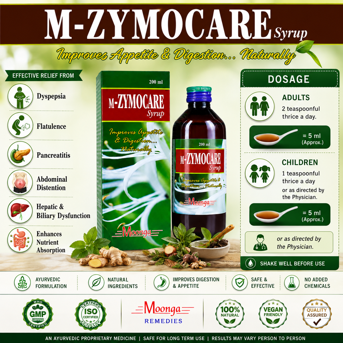 M-ZYMOCARE Syrup – Ayurvedic Digestive Tonic for Appetite & Enzyme Balance (200ml)
